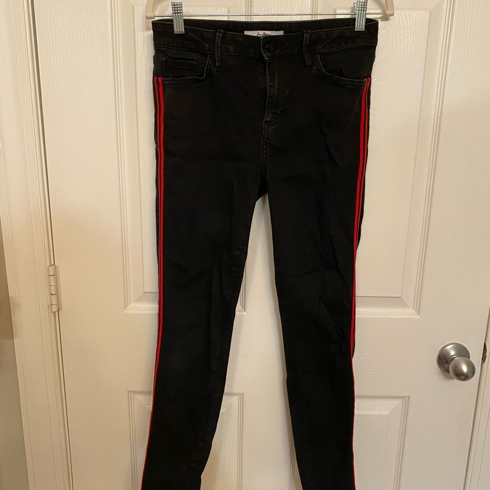 Sam Edelman Black Jeans with Red Stripe